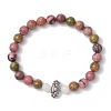 Natural Unakite & White Jade & Rhodonite Round Beaded Stretch Bracelets BJEW-JB11953-01-2