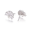 Brass Cubic Zirconia Stud Earring Findings LS-EJEW-E257-05P-2