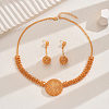 Elegant Middle Eastern Alloy Hollow Round Necklace & Earrings Sets for Women TY5682-5