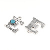 Synthetic Turquoise & Alloy Pendants PALLOY-H146-01AS-E-2