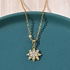 Brass Micro Pave Clear Cubic Zirconia Pendant 304 Stainless Steel Chain Necklaces for Women NJEW-D341-12A-G-3