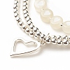 2Pcs 2 Style Alloy Heart Charm Multi-strand Bracelets Set BJEW-JB08158-03-5