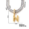 Golden Tone Brass Pave Clear Cubic Zirconia Letter Pendant Necklaces for Women YX4437-8-1
