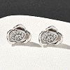 Rose Flower Brass Micro Pave Cubic Zirconia Stud Earrings EJEW-G452-08P-02-2