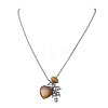 Natural Tiger Eye with Synthetic Non-magnetic Hematite Beads Cluster Pendant 304 Stainless Steel Rolo Chain Necklaces NJEW-JN05896-3