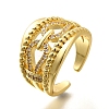 Rack Plating Brass Micro Pave Clear Cubic Zirconia Cuff Finger Rings for Women RJEW-M028-30G-03-2