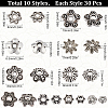 SUNNYCLUE 300Pcs 10 Style Tibetan Style Alloy Flower Bead Caps FIND-SC0008-75-2