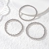 3Pcs 3 Styles Brass Round Beads Stretch Bracelets for Women BJEW-JB12796-1