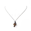 5Pcs 5 Style Natural Mixed Gemstone Mushroom with Witch Hat Pendant Necklaces Set NJEW-JN04198-7