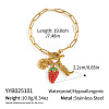 Ocean 304 Stainless Steel Enamel Strawberry Shell Shape Charm Paperclip Chain Bracelets with OT Clasps VA6795-6