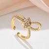 Brass Micro Pave Clear Cubic Zirconia Finger Rings RJEW-C120-27B-G-1