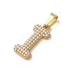 304 Stainless Steel Micro Pave Clear Cubic Zirconia Pendants CU-CBA703A-05G-I-2