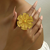 Elegant Hollow Flower Design Iron Cuff Ring for Women Wedding Party PY5913-2