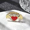 Heart with Wing Enamel Finger Rings RJEW-G337-05G-2