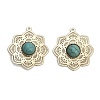 Dyed Synthetic Turquoise Flower Pendants KK-Z088-03G-01-1