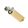 304 Stainless Steel Light Sky Blue Enamel Vehicle Connector Charms STAS-P377-13G-B-2