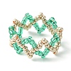 Glass Seed Braided Beaded Wave Finger Ring RJEW-MZ00011-3