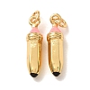 Brass with Pink Enamel Pendants KK-CBA2F11-33G-1