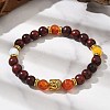 Natural Striped Agate & Wood Round Beads Stretch Bracelets for Men Women BJEW-JB12356-02-1