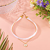 Alloy Enamel Letter Pendant Single Face White Velvet Ribbon & Brass Chain Double Layered Choker Necklaces NJEW-TAC0034-4