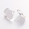 Silver Color Plated Brass Ear Studs Settings X-IFIN-Q005-S-NF-2