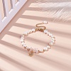 Natural Rose Quartz Chips & Pearl Beaded Bracelet BJEW-JB08236-01-2