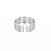 Non-Tarnish 304 Stainless Steel Bamboo Shape Open Cuff Ring for Women RJEW-S405-201P-2