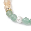 3Pcs Natural Mixed Gemstone and Shell Pearl Round Beads Stretch Bracelets for Women BJEW-JB12229-5