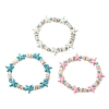 3Pcs Synthetic Turquoise & Natural Freshwater Shell Beads Stretch Bracelets for Women BJEW-JB12021-2