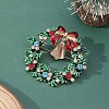 Christmas Wreath & Bell Alloy Rhinestone Pendant Necklaces & Dangle Earrings & Charm Bracelets & Brooch Sets WG06691-09-5