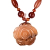 Natural Carnelian Flower Pendant Necklaces NJEW-N064-08E-1