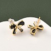 Brass Micro Pave Cubic Zirconia Bowknot Stud Earrings EJEW-D337-02G-3