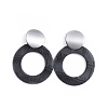 PU Leather Dangle Stud Earrings EJEW-JE03294-2