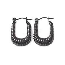 Ion Plating(IP) 304 Stainless Steel Rectangle Hoop Earrings EJEW-P198-01EB