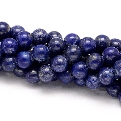 Natural Lapis Lazuli Round Beads Strands X-G-I181-09-4mm-1
