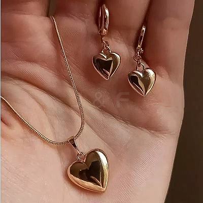 Heart Alloy Hoop Earrings & Pendant Necklaces Sets FS-WG8597C-03-1