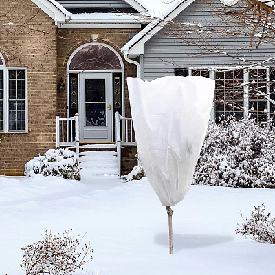 Non-Woven Fabric Thickened Winter Plant Covers with Zipper Drawstring DIY-WH20816-001A-1
