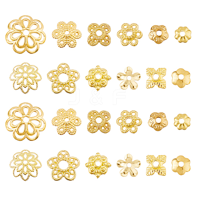 360Pcs 12 Styles 304 Stainless Steel Alloy & Brass Bead Caps FIND-HS0001-90-1
