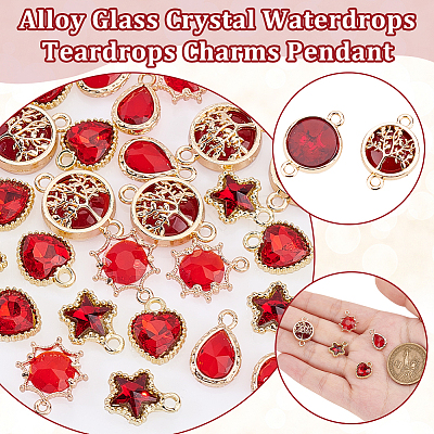 40Pcs 5 Styles Glass Pendants GLAA-GA0001-93-1