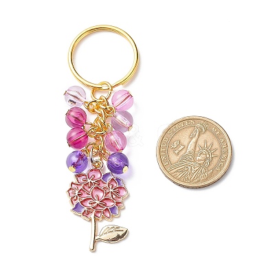 4Pcs Grape/Flower/Heart/Butterfly Alloy Enamel Pendant Keychain KEYC-JKC00412-04-1