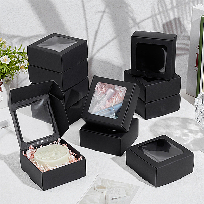 Foldable Creative Kraft Paper Mailer Boxes with Visible Window CON-WH0113-08B-01-1