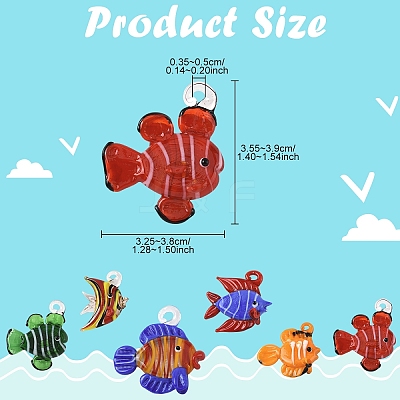6Pcs 6 Styles Handmade Lampwork Pendants LAMP-YW0001-56-1