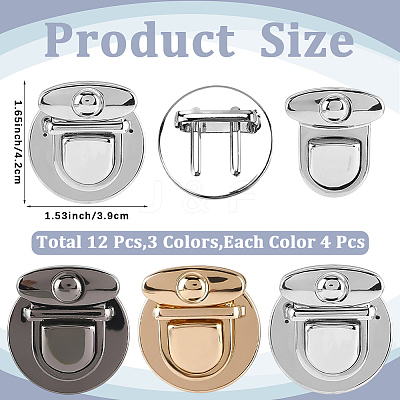 12Pcs 3 Colors Alloy Bag Tuck Lock Clasps FIND-CP0003-76-1