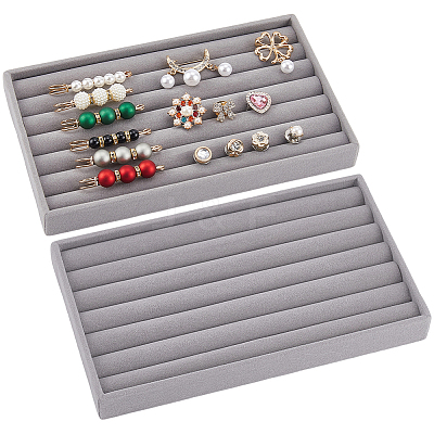 Rectangle Wood Covered with Velvet Jewelry Ring Display Trays AJEW-WH20054-062E-02-1