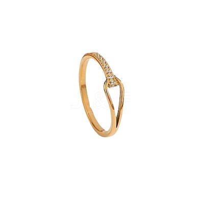 304 Stainless Steel Micro Pave Clear Cubic Zirconia Finger Rings FS-WG74BF6-05-1