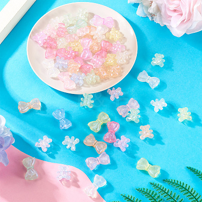 63Pcs 2 Styles Luminous Transparent Acrylic Beads MACR-TA0002-22-1