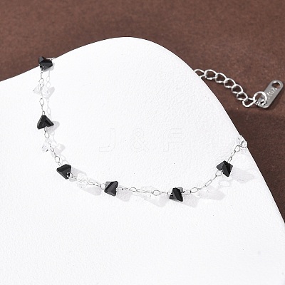 Glass Triangle Beads Link Bracelets BJEW-G774-04P-1
