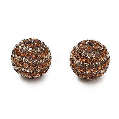 Stripe Pattern Polymer Clay Rhinestone Beads CLAY-NH0001-01F-1