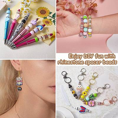 120Pcs Brass Rhinestone Spacer Beads RB-SZ0001-07A-1