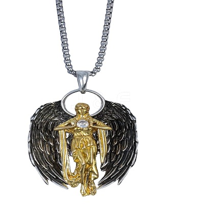 Vintage Alloy Goddess with Angel Wings Pendant Necklaces WG7F3ED-01-1